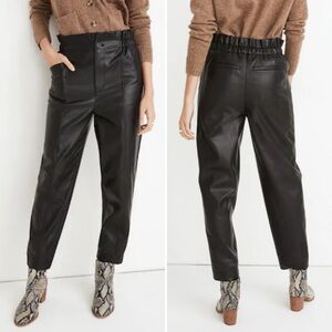 MADEWELL Black Vegan Leather Pull-On Paperbag Pants Size 8